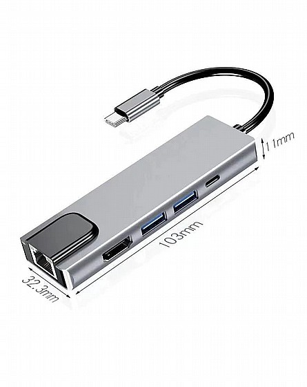 ���� ����� ���� USB Type-C �� ������ Gold Touch SU-C06 HDMI + 2xUSB + LAN + 1XUSB C